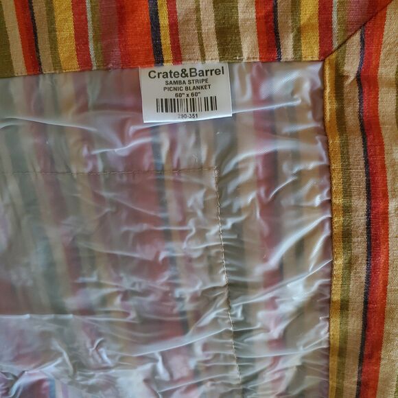 Crate & Barrel VTG Samba Stripe Table Cloth Picnic Blanket Multicolor 60x60" - Picture 4 of 4